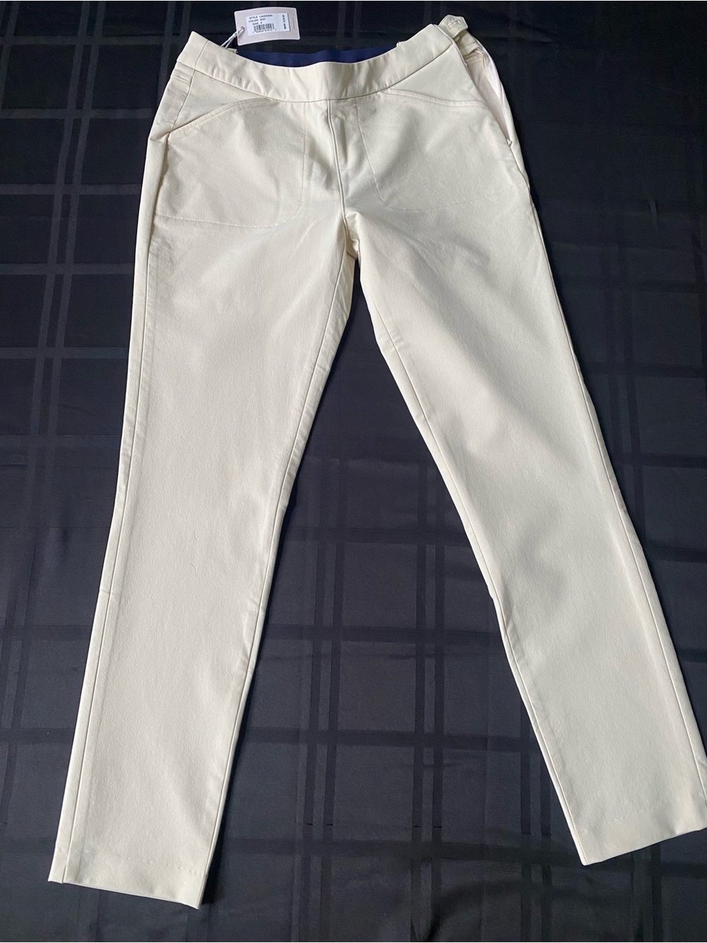 Peter Millar LA22EB50 Ladies Technical Golf Pants in Sand with Navy Details